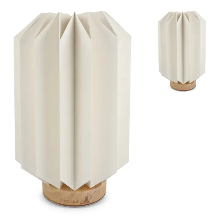 Coollux foldable paper LED lamp Eos on wooden base, 25cm (letterbox size) - LT40728 (gadzety reklamowe)